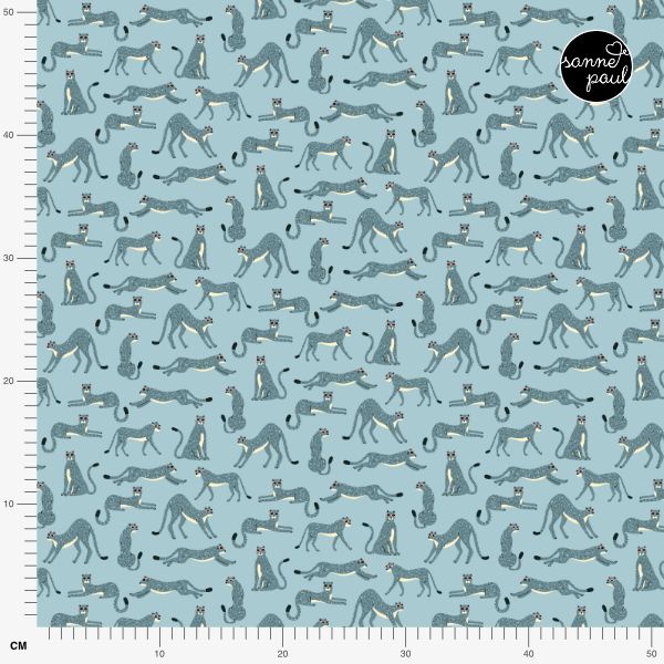 Organic fabric - Safari Luxe Geparden mit Brille blue