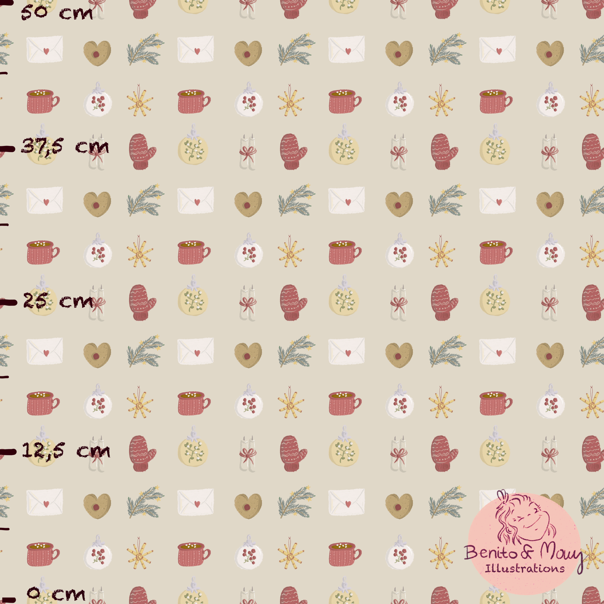 Organic Fabric - Christmas Joy beige, small