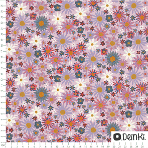 Organic Fabric - Autumn Flower Ditsies Pink by Deinki in pink