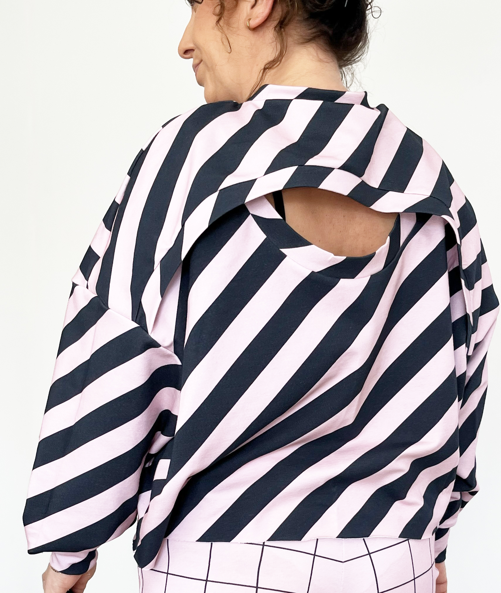 Organic fabric - Diagonalstreifen blue