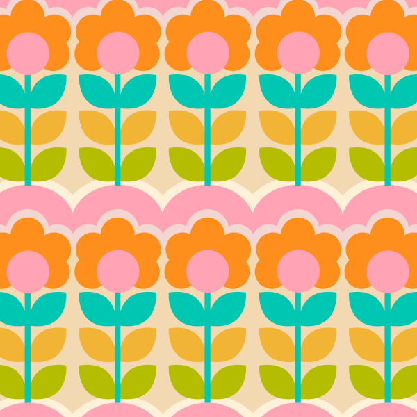 Organic fabric  - Bluumen orange