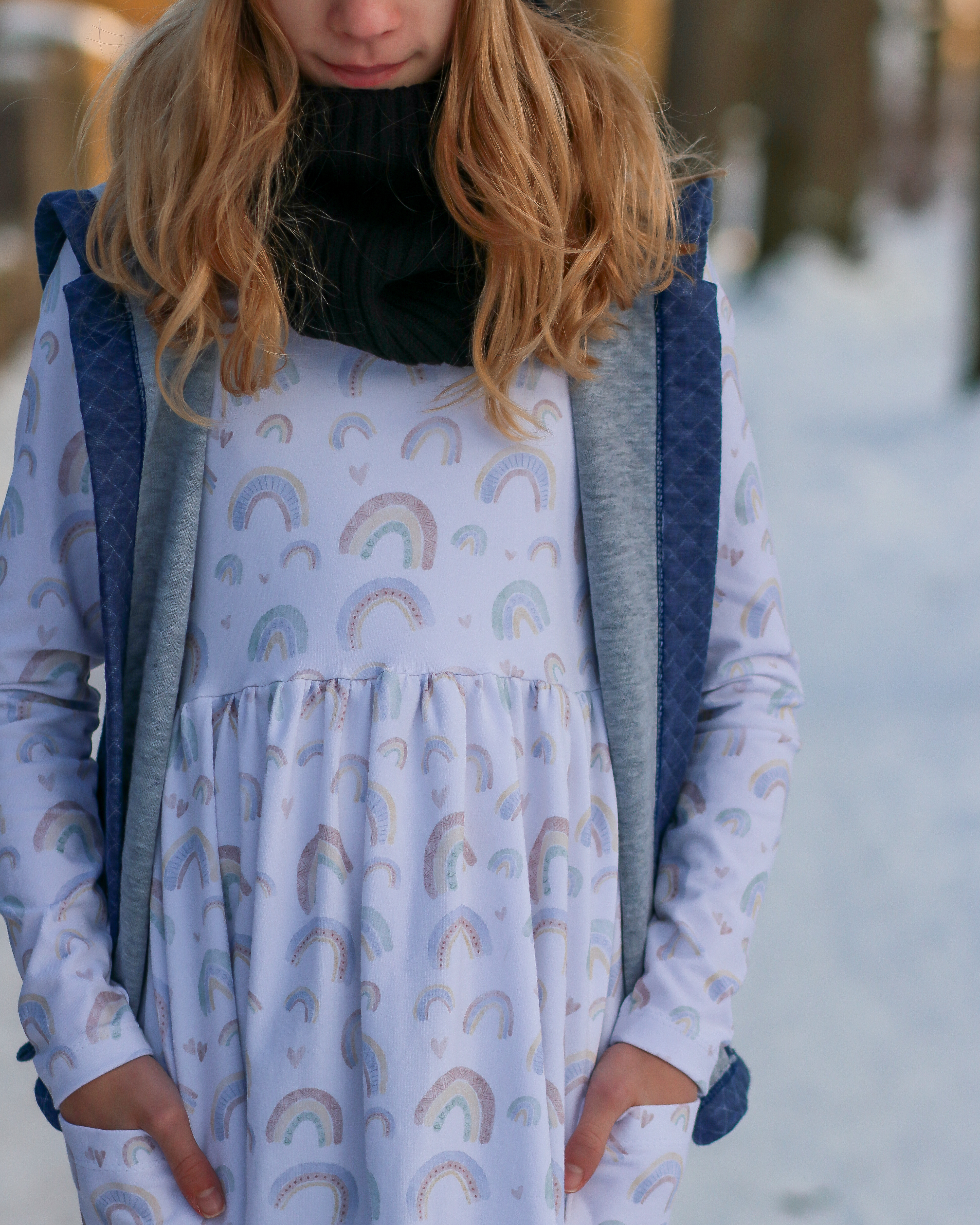 Organic fabric  - Regenbogenliebe white, small