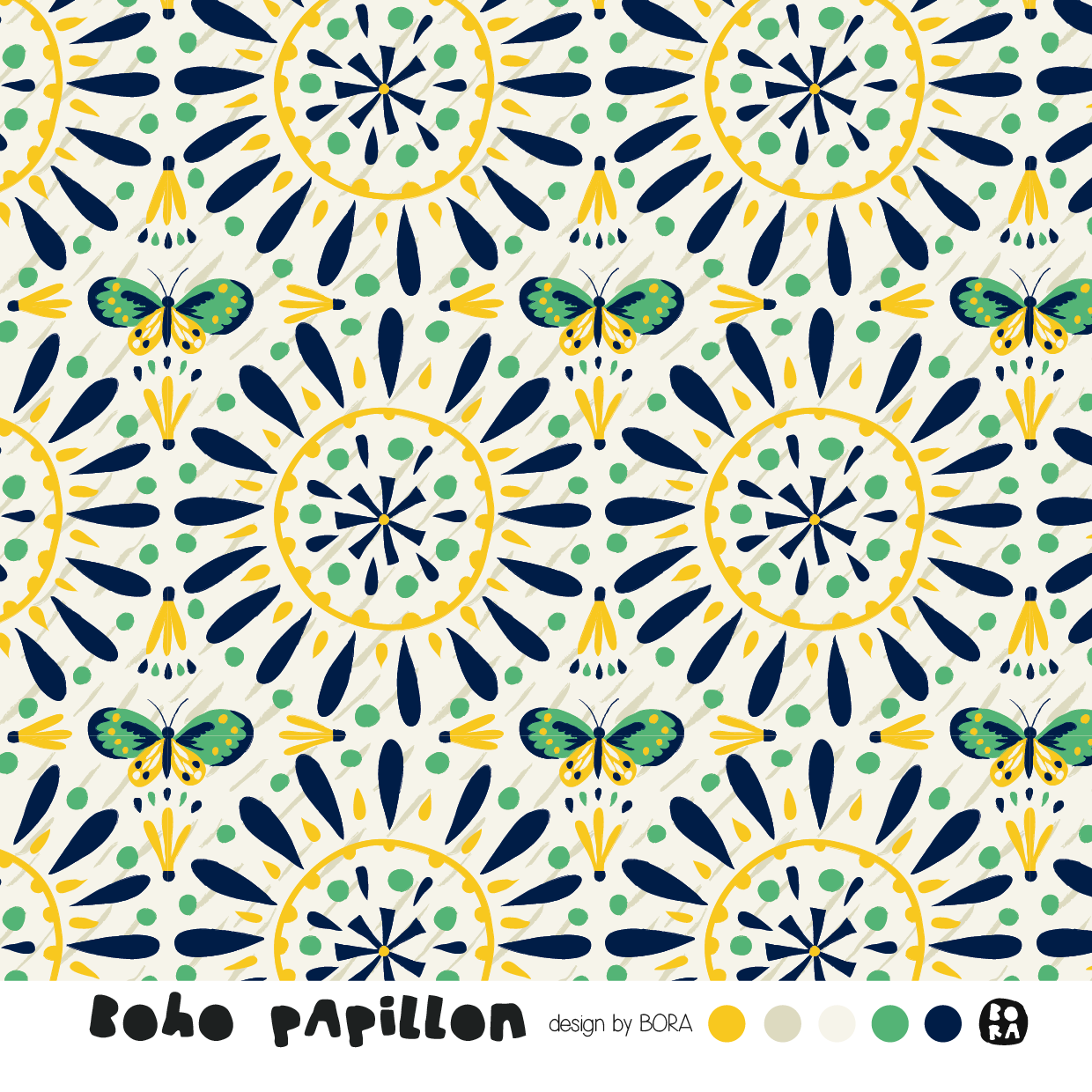 Bio Webware Stoff - Boho Papillon - Bora, Tiere, gelb, grün, creme, Floral & Blumen, Ornamente, 100% Bio-Baumwolle Bio Webware Stoff - Boho Papillon - Bora, Tiere, gelb, grün, creme, Floral & Blumen, Ornamente, 100% Bio-Baumwolle