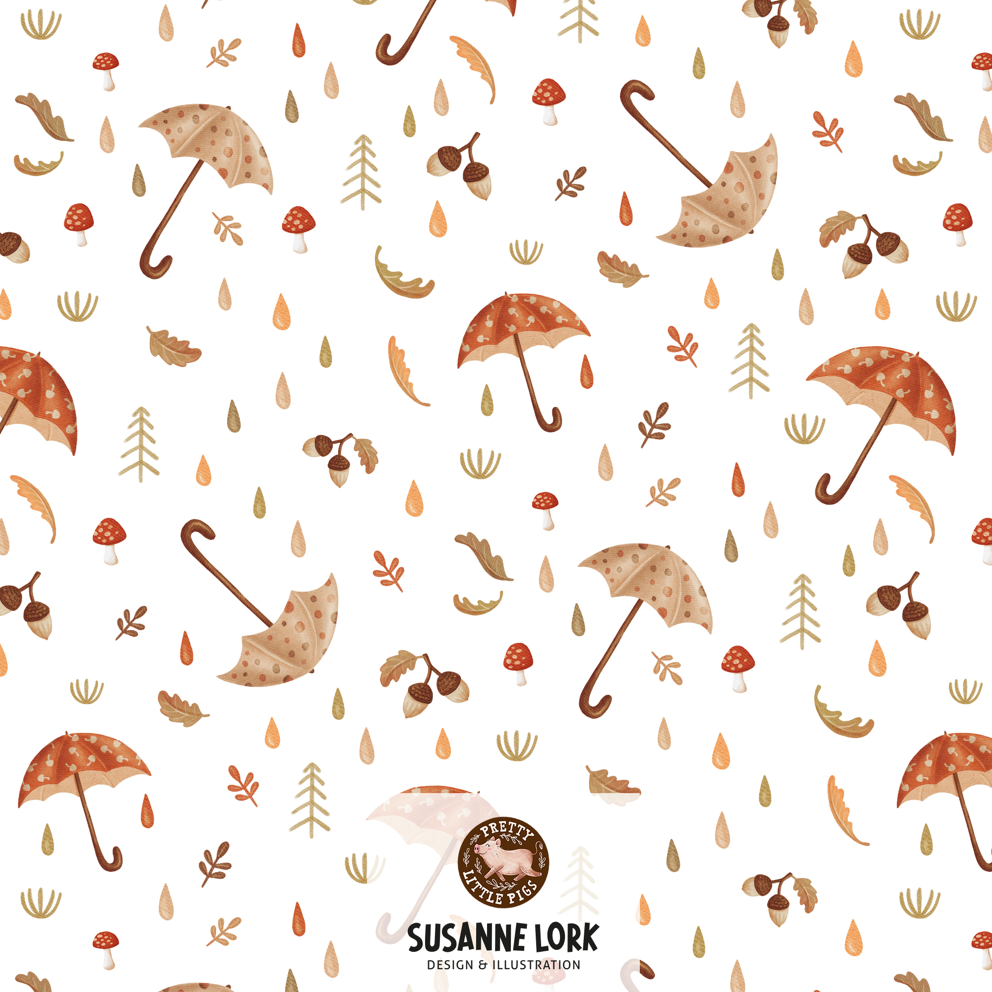 Bio Webware Stoff - Autumn Day Kombi White - PrettyLittlePigs, Accessoires, weiß, 100% Bio-Baumwolle Bio Webware Stoff - Autumn Day Kombi White - PrettyLittlePigs, Accessoires, weiß, 100% Bio-Baumwolle