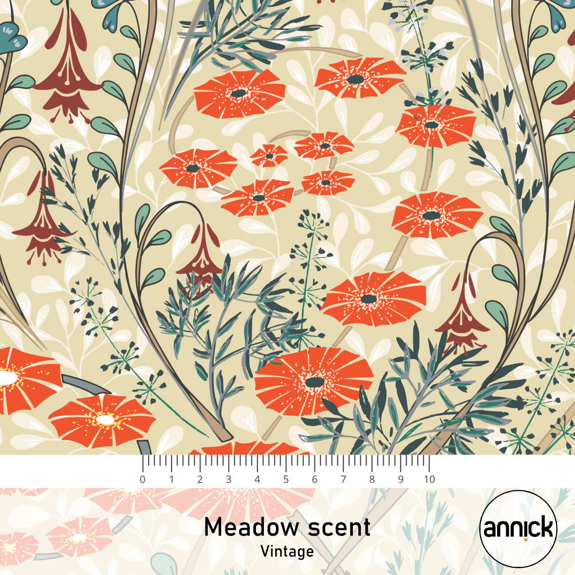 Bio Stoff - Meadow Scent Vintage von Annick in orange