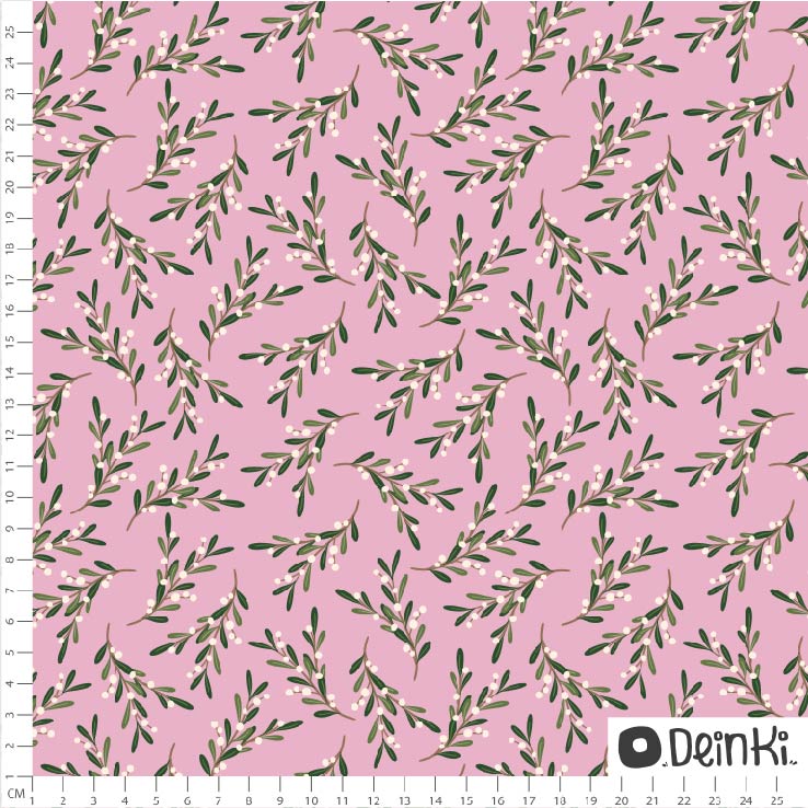 Bio Stoff - Mistelzweige rosa