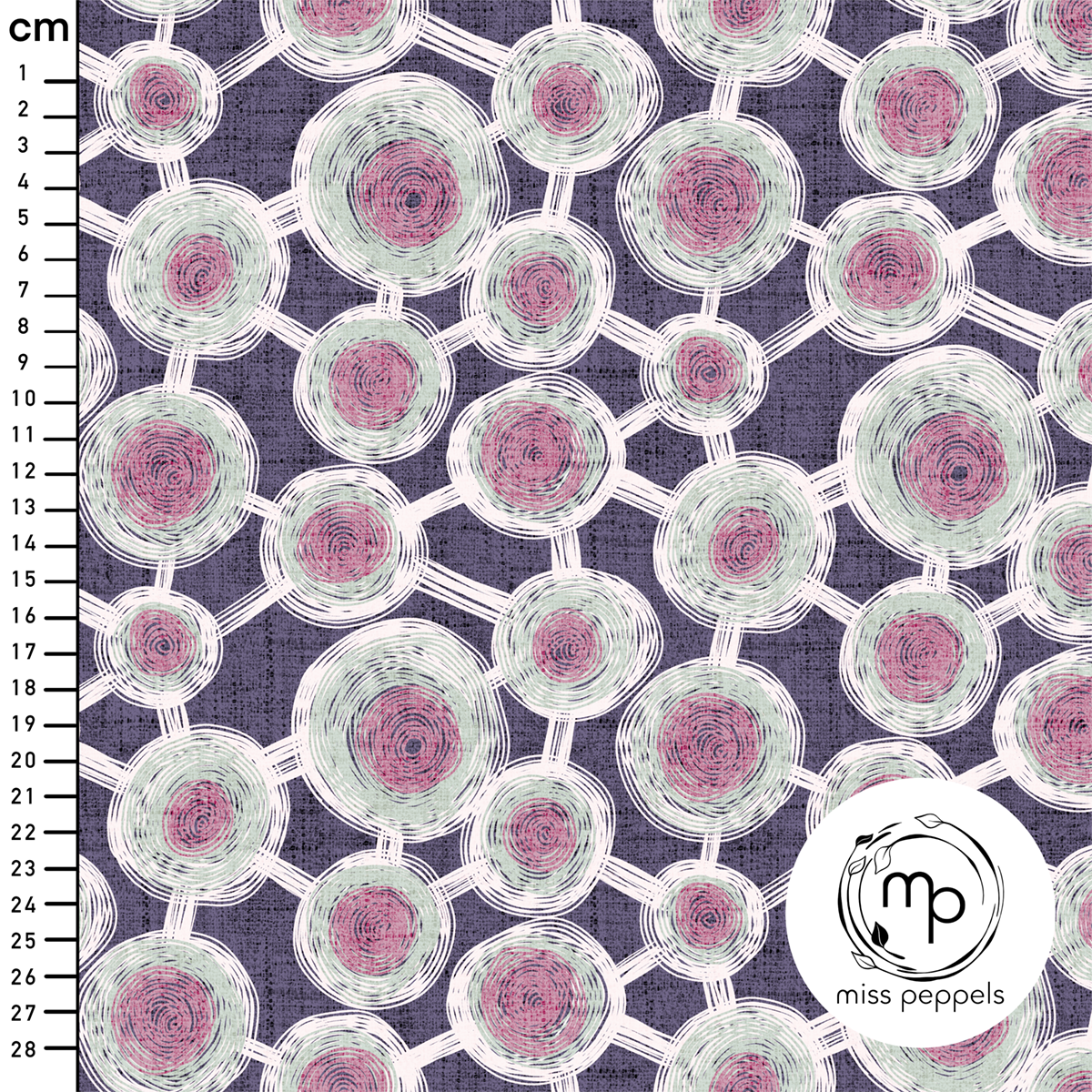 Organic Fabric - Pom Poms large, purple