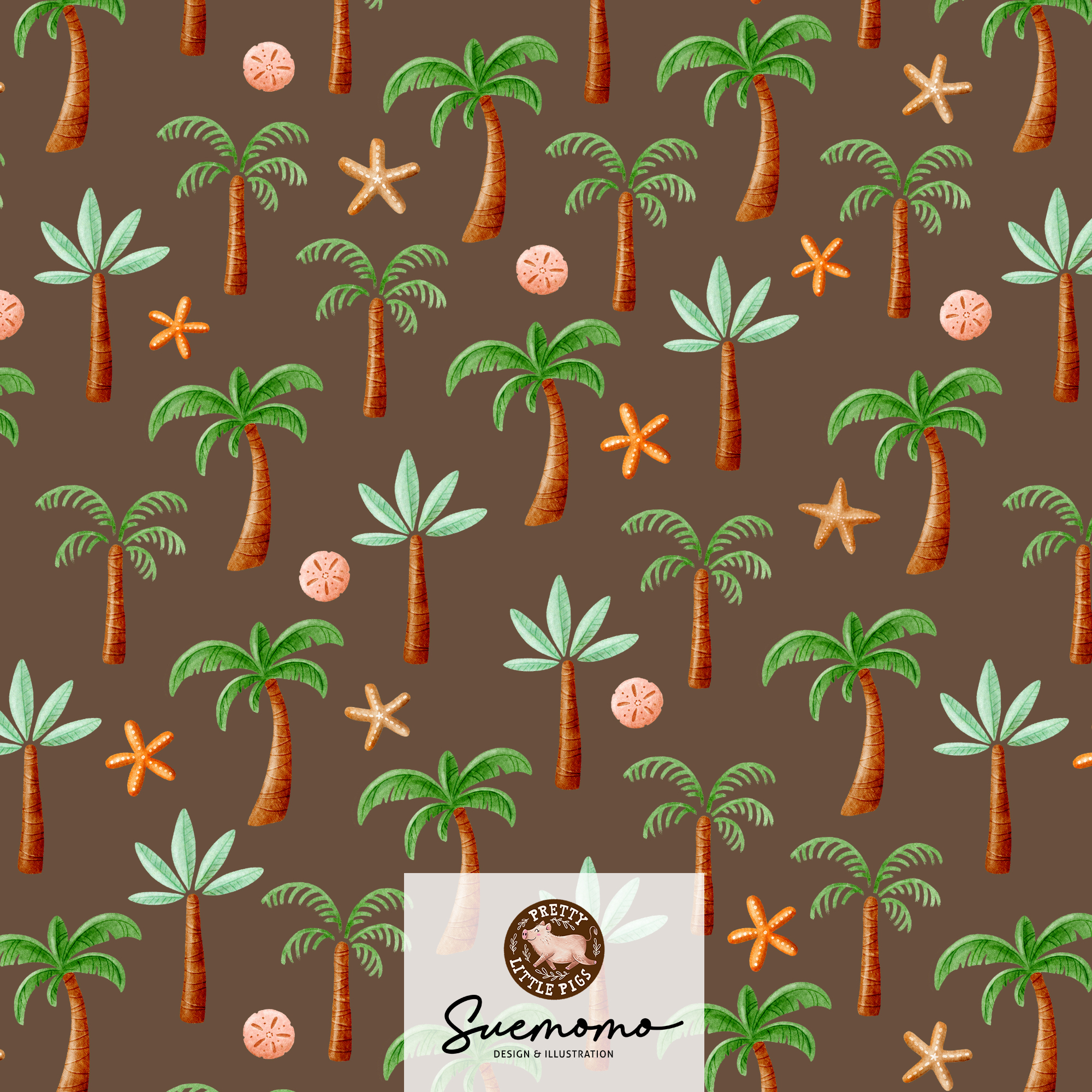 Bio Webware Stoff - Summer Fun Palmen Nougat - PrettyLittlePigs, Bäume & Palmen, braun, Sommer, 100% Bio-Baumwolle Bio Webware Stoff - Summer Fun Palmen Nougat - PrettyLittlePigs, Bäume & Palmen, braun, Sommer, 100% Bio-Baumwolle