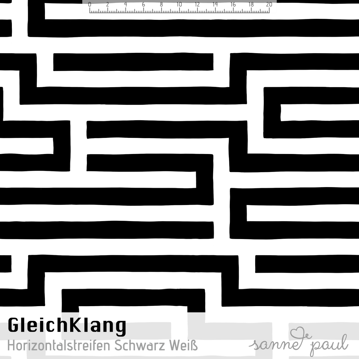 Bio Stoff - Gleichklang Horizontalstreifen schwarz, weiß