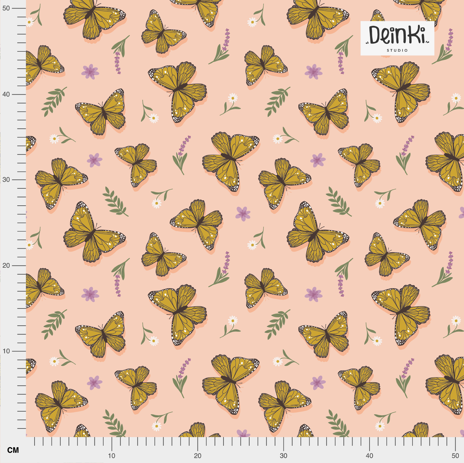 Bio Stoff  - Schmetterlingen und Lavendel rosa