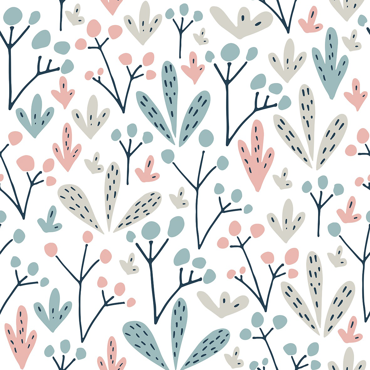 Bio Webware Stoff - Lille Woodland Flowers - LilleSelection, weiß, Floral & Blumen, Blätter & Ranken, 100% Bio-Baumwolle Bio Webware Stoff - Lille Woodland Flowers - LilleSelection, weiß, Floral & Blumen, Blätter & Ranken, 100% Bio-Baumwolle
