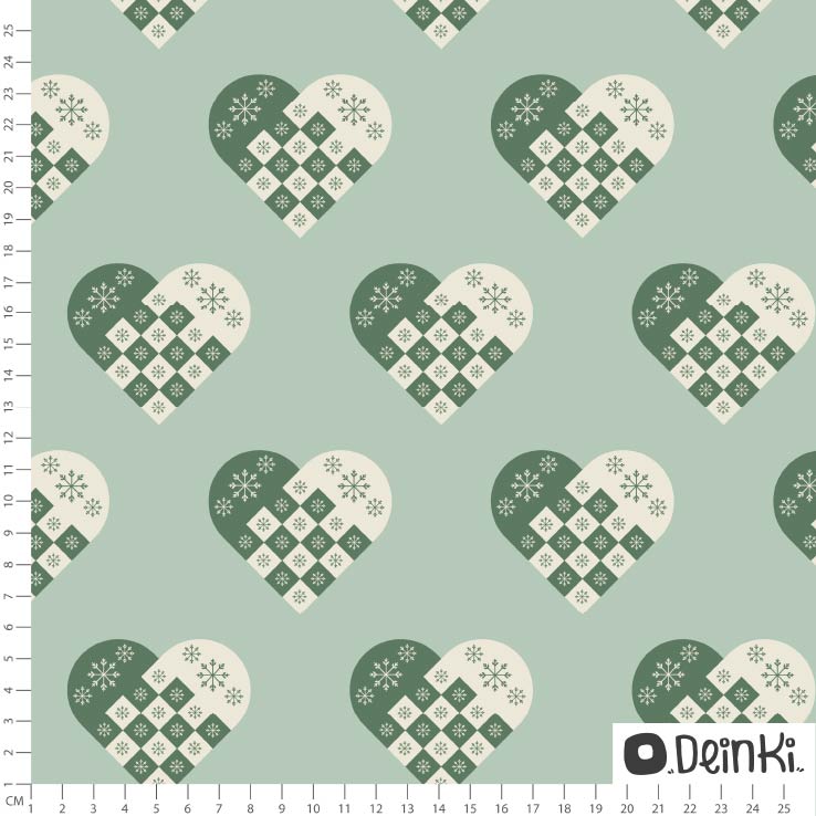 Bio Fabric - Skandi Hearts mint