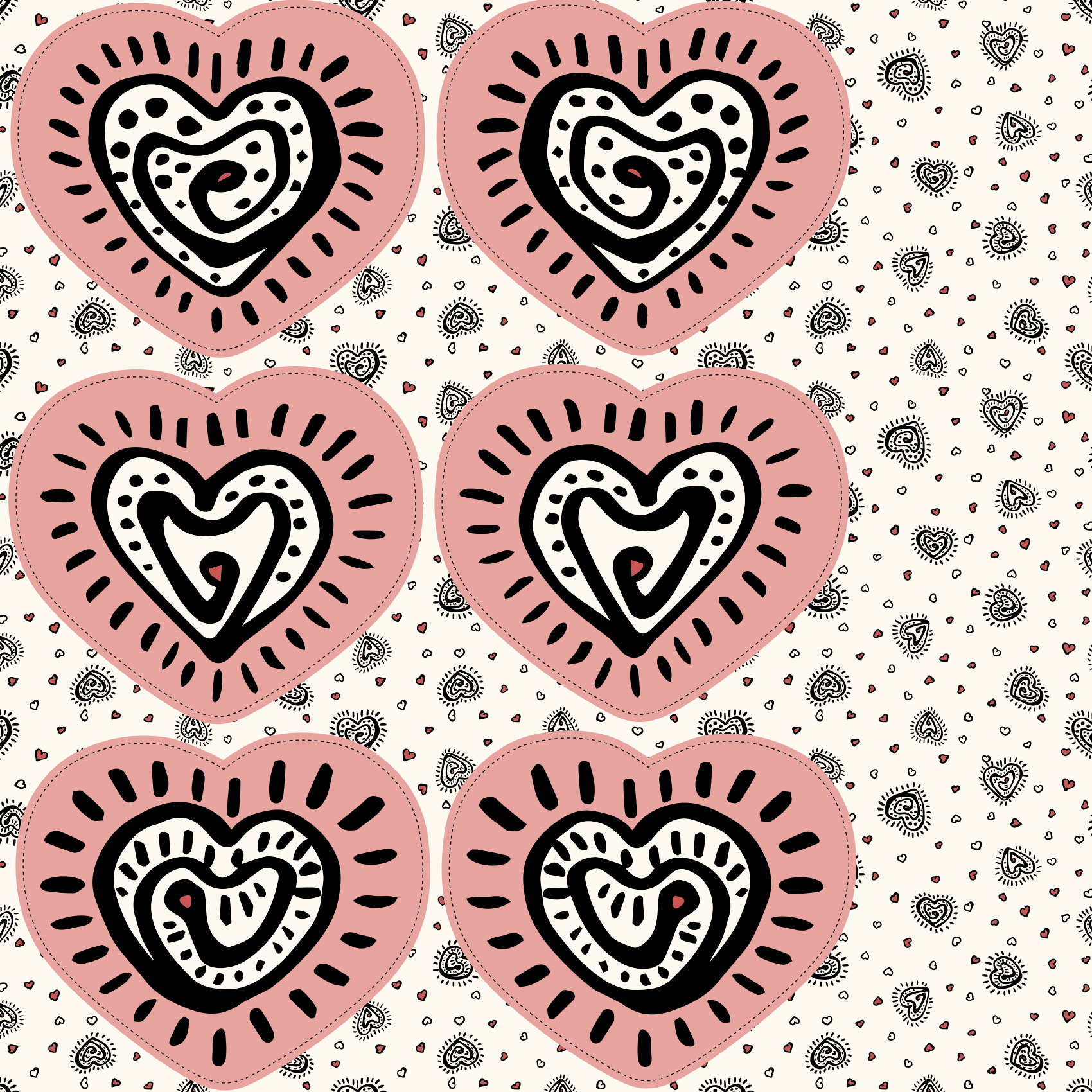 Bio Stoff  - Beating Hearts Kissen 150cm Panel pink