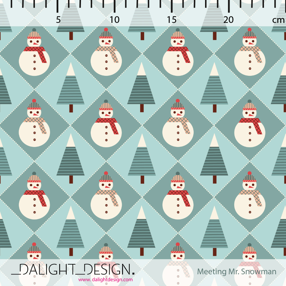Bio Summersweat Stoff  - Meeting Mr Snowman - DalightDesign, Weihnachten, Winter, blau, Breite 150 cm