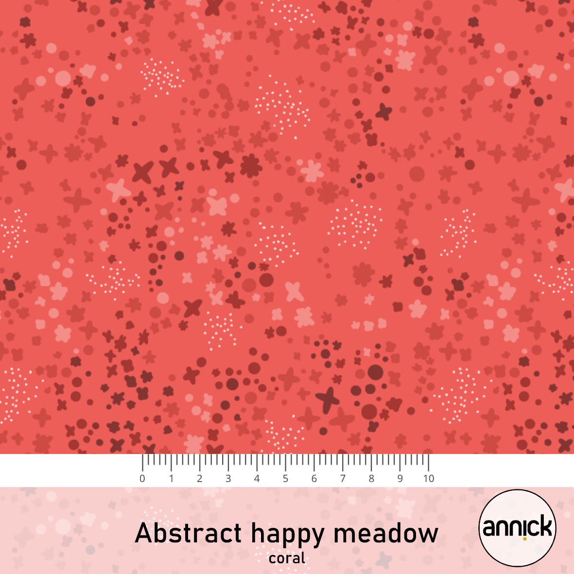 Bio Stoff  - Abstract Happy Meadow C - Annick, rot, Floral & Blumen