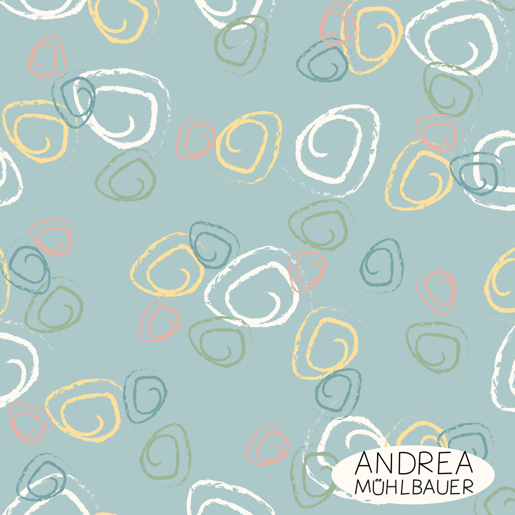 Bio Stoff - Kreidekringel Blau von Andrea Muehlbauer in blau