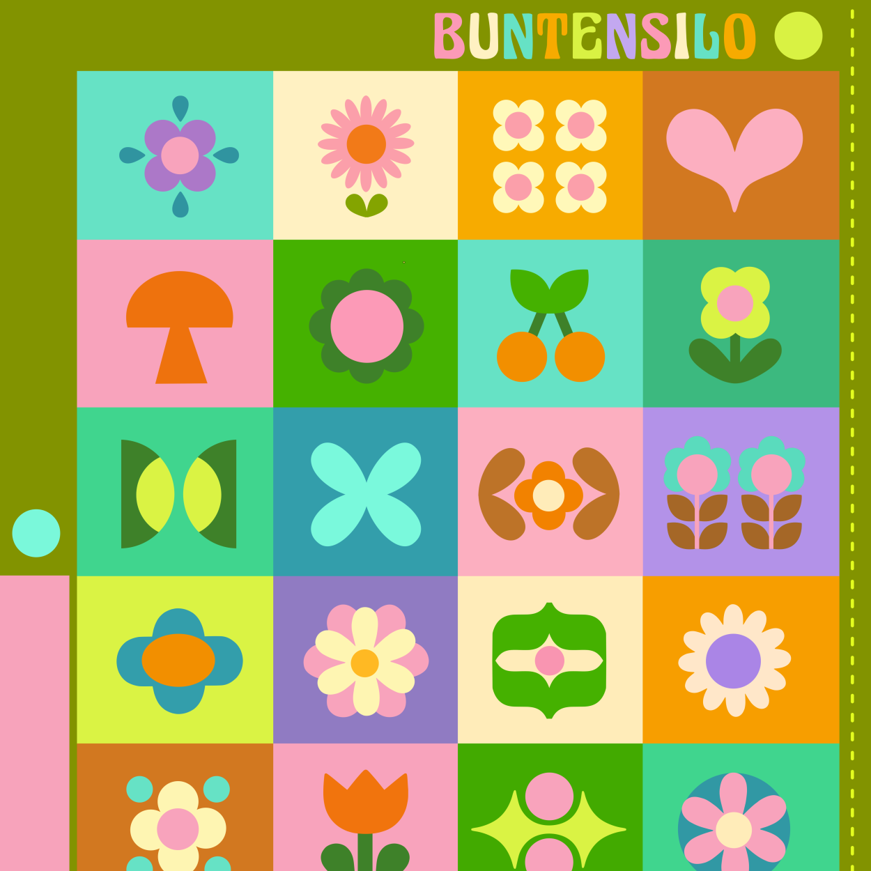 Bio Stoff  - 1m Panel Adventskalender Buntensilo bunt