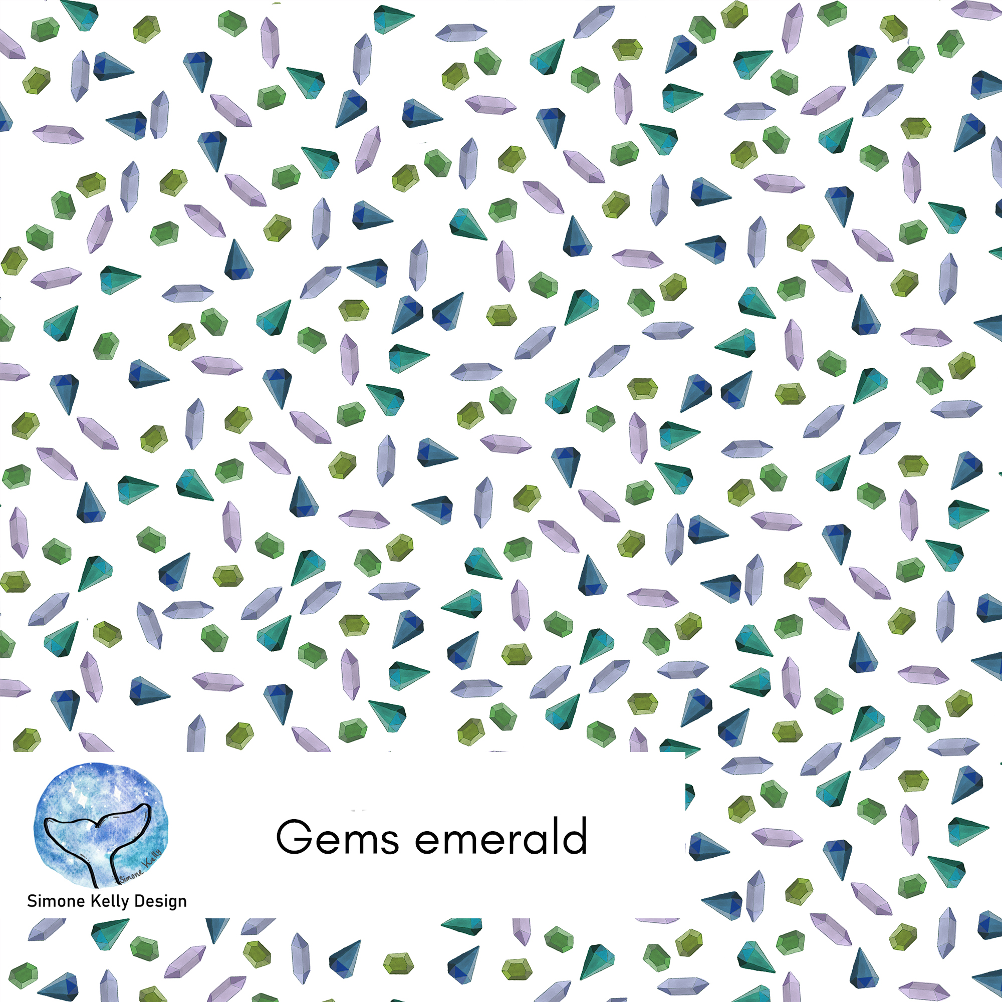 Bio Summersweat Stoff  - Gems Emerald - Sanktwerk, weiß, Gegenstände Breite 150 cm