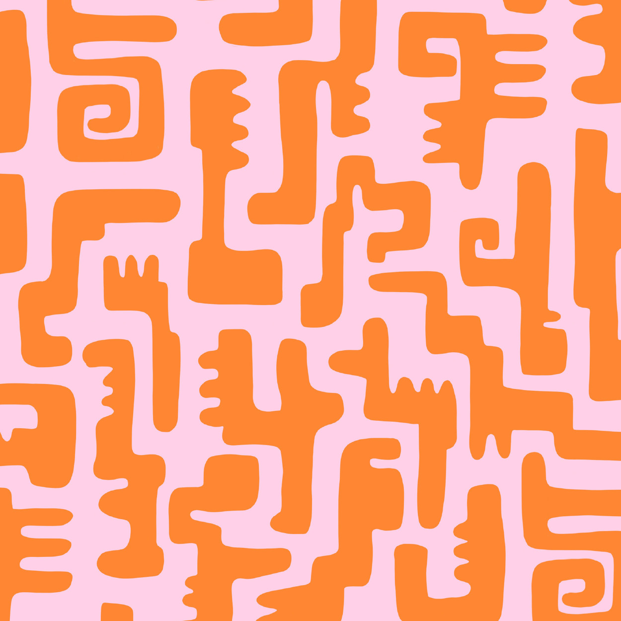 Bio Stoff - Groovy Shapes Crocodile Vibes big, pink, orange 
