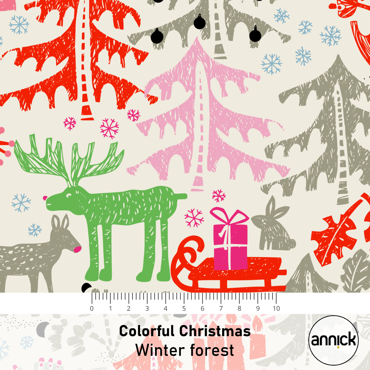 Bio Stoff - Colorful Christmas Winter Forest von Annick