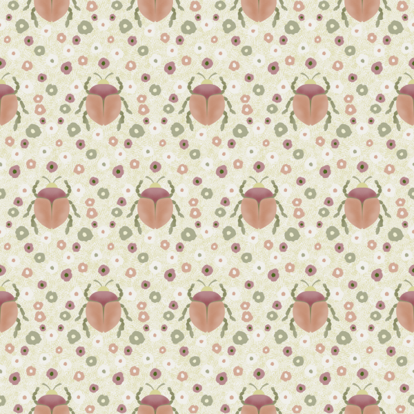 Bio Stoff  - Käfer im Blumenfeld lachs