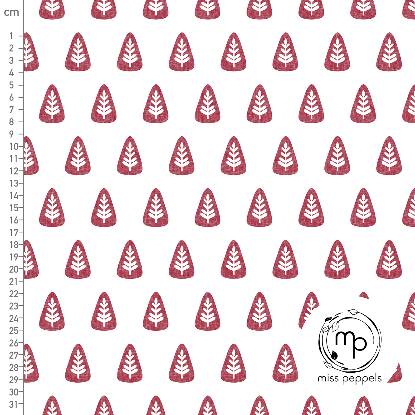 Organic Fabric - Scandi Pines red