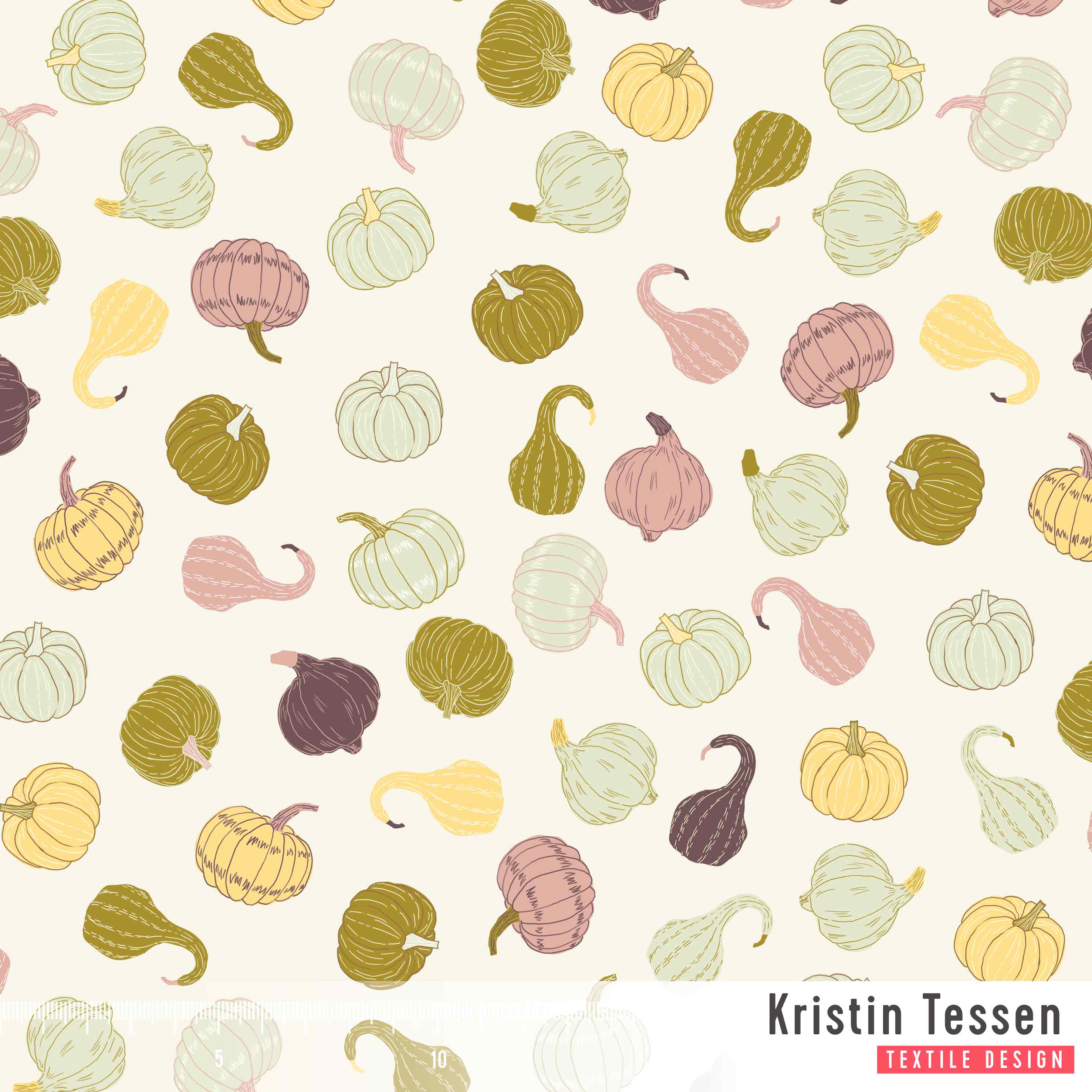 Bio Stoff - Kuerbisse Olive von Kristin Tessen in grün