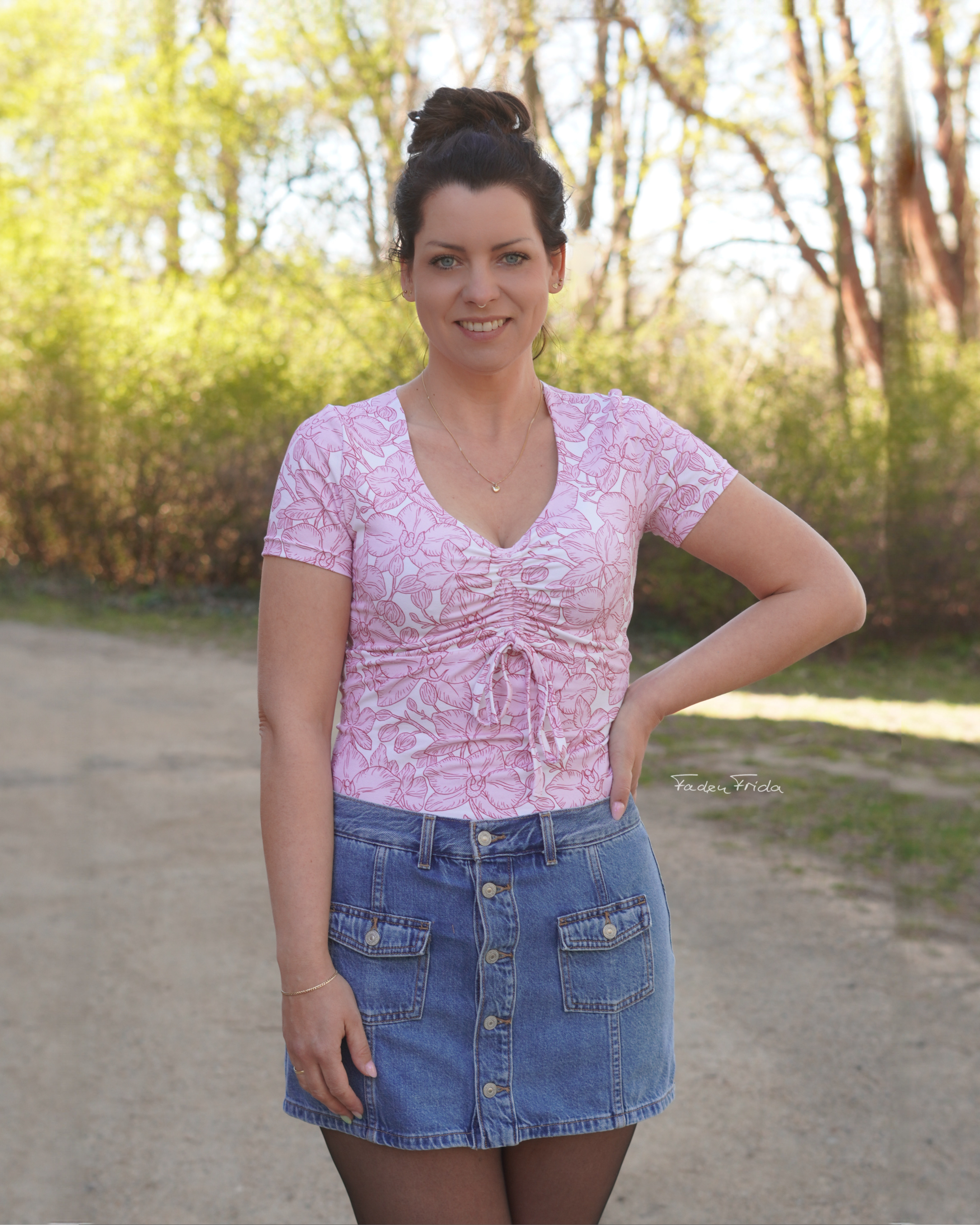 Organic fabric - Orchideenliebe Blütenherz pink 