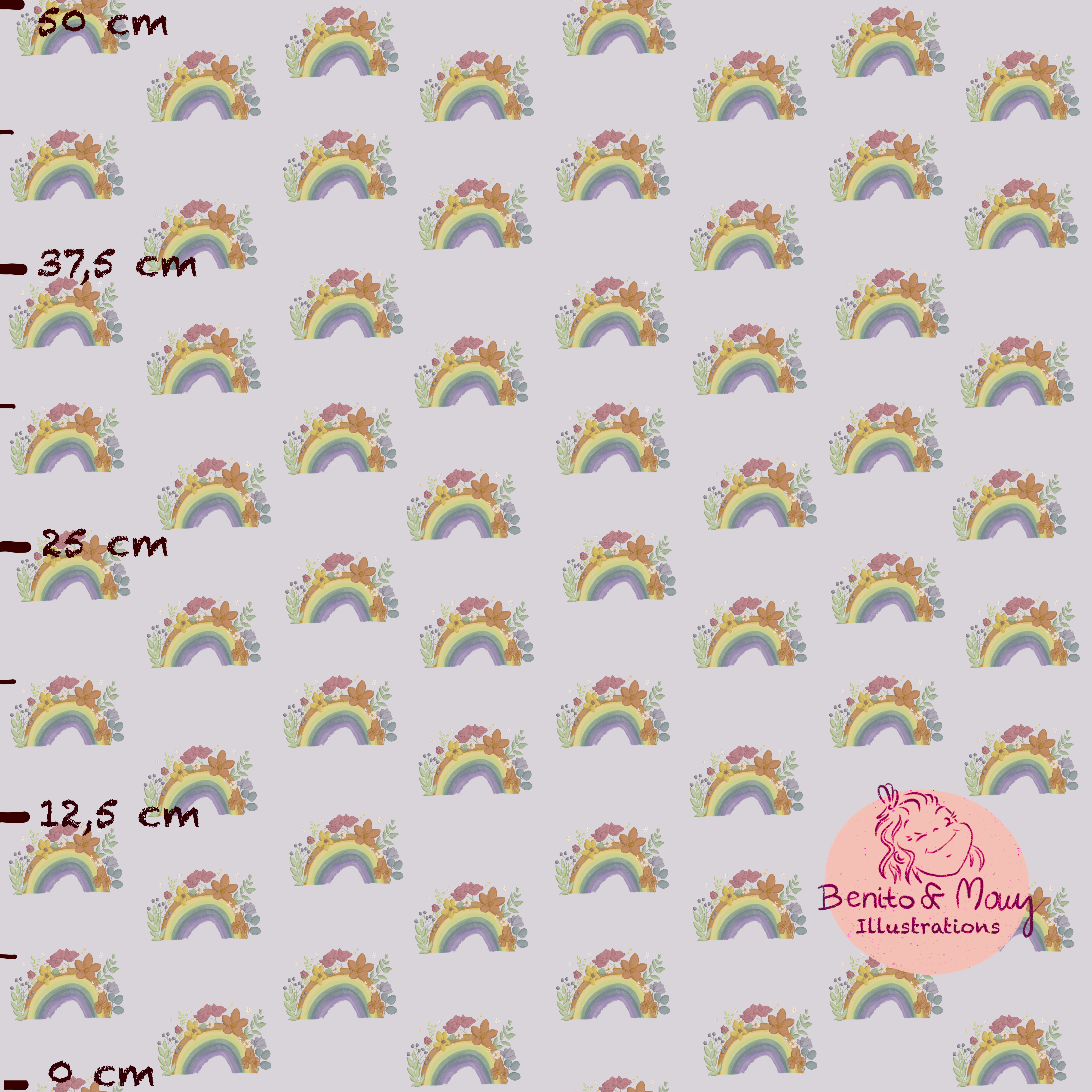 Bio Stoff - Regenbogenblüte Graulila von Benito & Maus Illustrations in lila
